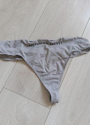 Сірі трусики спортивні стрінги базові бікіні victoria's secret l xl 12 14 40 42 48 50