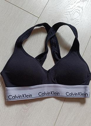 Базовый черный топ коттоновый спортивный calvin klein xs 65b 65c 65d 70a 70b