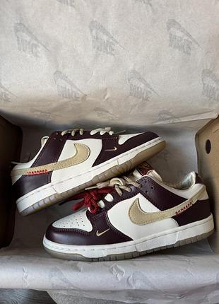 Nike dunk low lx maroon white трендові жіночі кросівки найк данк бордові