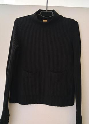 Базовий чорний светр у рубчик із кишенями від zara
