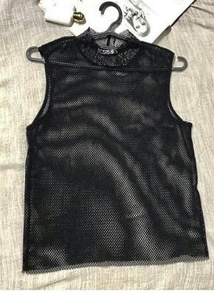 Zara крута чорна сітчаста блузка