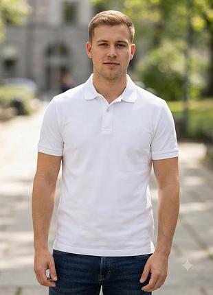 Мужская белая футболка поло hugo boss regular fit pima cotton оригинал