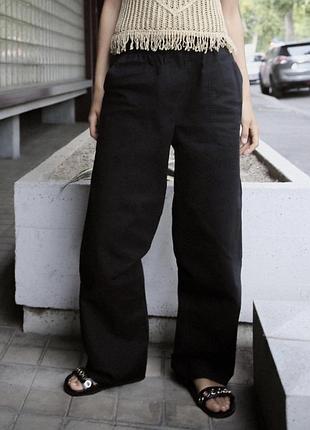 Льняні штани брюки zara