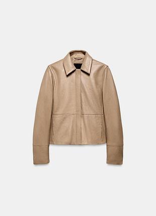 Нова жіноча шкіряна куртка жакет zara з 100% натуральної шкіри, s, 5479/718/806