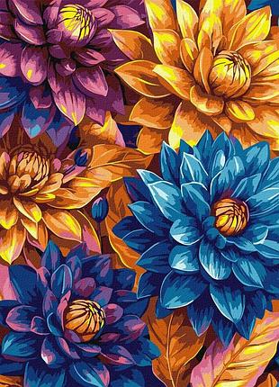 Картина по номерам "яркие георгины" ©art_selena_ua с красками металлик extra kho3305, 30х40 см