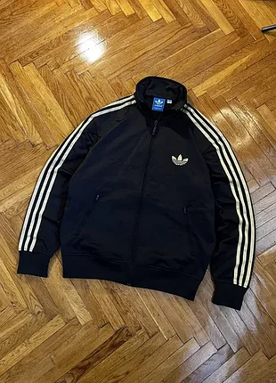 (l) adidas originals firebird черная олимпийка с золотистыми лампасами черная олимпийка fire bird кофта зипка зипка