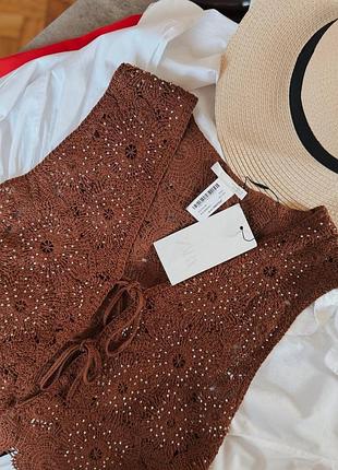 Ажурна жилетка zara з бісером 🤍