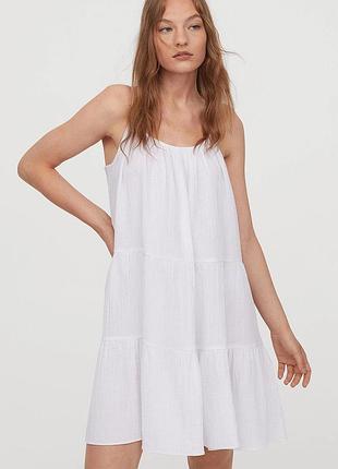 Білий ярусний мусліновий сарафан від h&m
