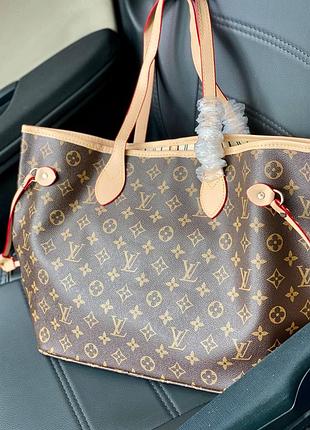 Сумка шопер ця стильна сумка louis vuitton neverfull mm виготовлена з фірмової канви monogram