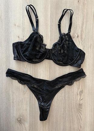 Чорний мереживний комплект білизни primark