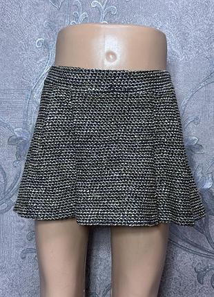 Шорты юбка скорт для девочки 4-5 лет 110 см рост zara твидовые блестящие нарядные нарядные праздничные люрекс