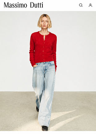 Красный шерстяной кардиган massimo dutti (оригинал), с