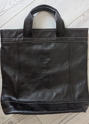 Большая кожаная сумка-тоут longchamp (оригинал)