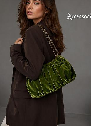 Нова оксамитова зелена жата сумка на плече accessorize
