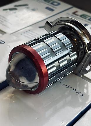 Led-лампа h4 з лінзою 12v-85v 24w для мотоцикла, скутера, ендуро