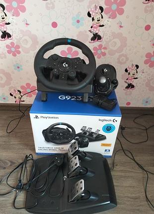 Ігрове кермо logitech g923 trueforce + кпп / стан нового / повний комплект