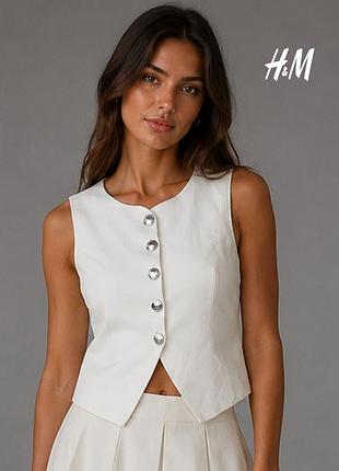 Новий білий жилет топ на золотих ґудзиках h&m s