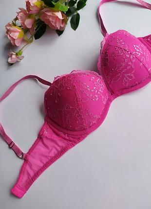 Кружевний бюстгалтер з пуш-ап, з нюансом, victoria's secret, 32c