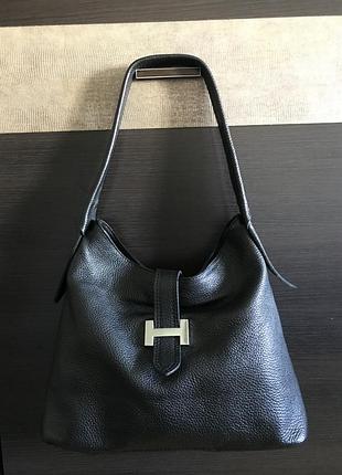 Шкіряна чорна сумка hermes
