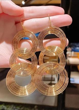 Интерфезненное длинное серьги spiral rings, интересные зоотистые серьги, длинные серьги