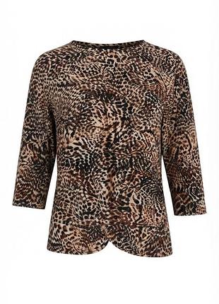 Леопардовая блуза primark с узлом спереди / легкий леопардовый топ с коротким рукавом размер uk 6 / eu 34