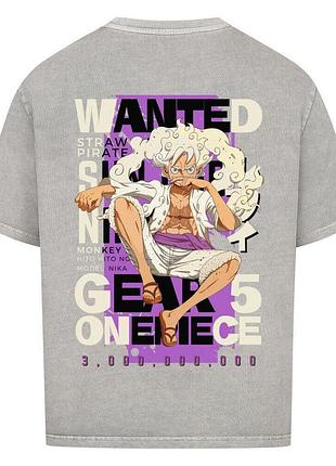 Футболка сіра loys one piece x luffy x wanted x gear5