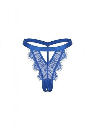 Синие кружевные стринги ann summers с ремешками и вырезами / эротическое белье размер s (uk 8-10 / eu 34-36)