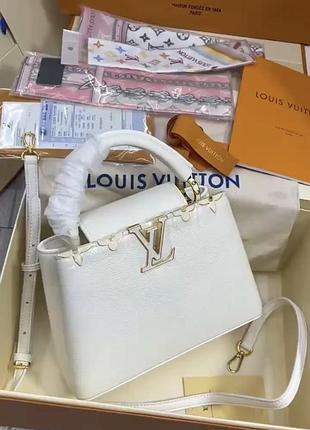 Сумка louis vuitton біла середній розмір золота фурнітура