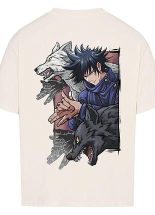 Футболка бежевая loys jujutsu kaisen x megumi wolfs