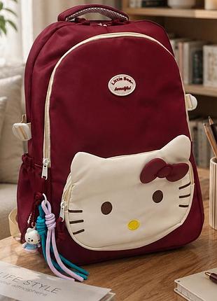 Повсякденний/дитячий/шкільний/ рюкзак для дівчинки hello kitty 
бордового кольору