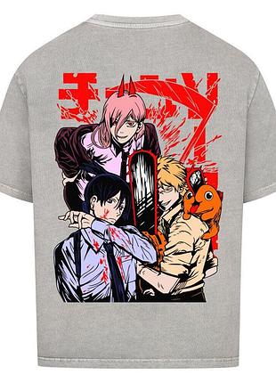 Футболка серая loys chainsaw man x trio