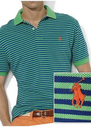 Футболка поло ralph lauren у смужку, cotton 100%