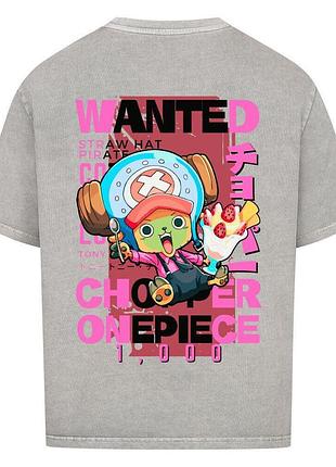 Футболка сіра loys one piece x chopper x wanted