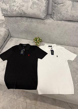 Стильне чоловіче поло ralph lauren. м'який трикотажний матеріал із фактурною в'язкою, класичний комір і фірмовий логотип на грудях. підійде для повсяк