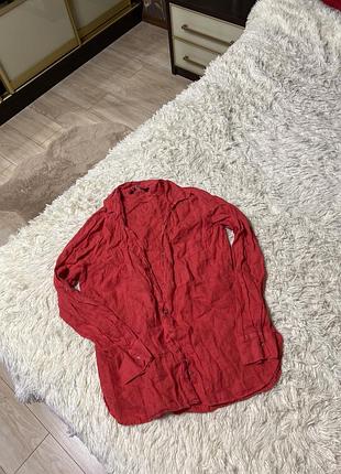 Рубашка женская лён zara стильная классная базовая модель