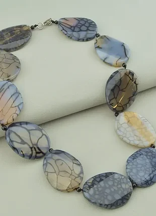 Ожерелье из натурального агата dragon veins 50 см – массивное дизайнерское колье