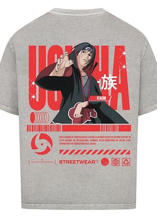 Футболка серая loys naruto x itachi uchiha x street