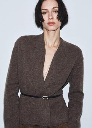 Кардиган 100% шерсть с ремнем zara original spain s-xl