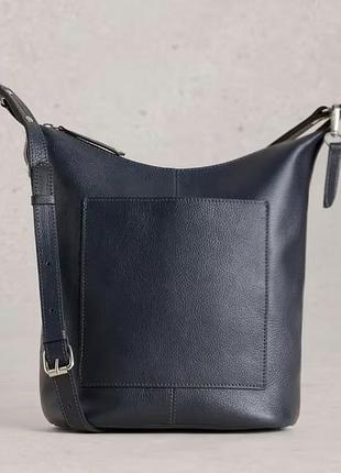 Новое кожаное премиального качества сумка кросс-боди white stuff fern crossbody (оригинал) в трендовом синем цвете