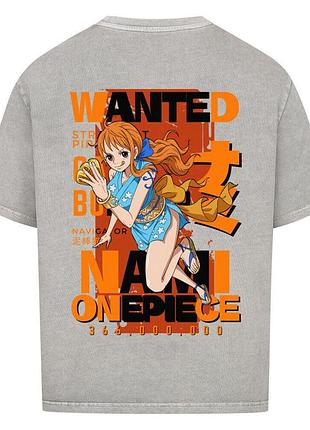 Футболка серая loys one piece x nami x wanted