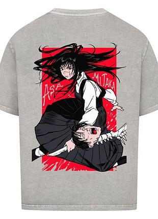 Футболка серая loys chainsaw man x asa mitaka