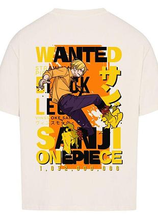Футболка бежевая loys one piece x sanji x wanted