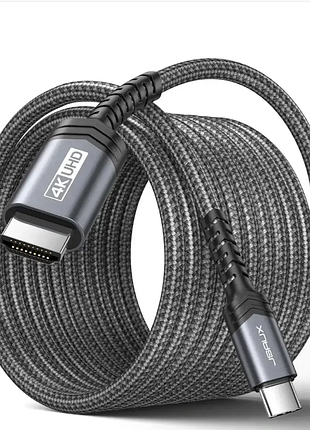 Кабель jsaux usb-c – hdmi (hdtv) 4k@60hz 2м (cv0083), довгий плетений кабель-перехідник type-c – hdmi для ноутбука, смартфона