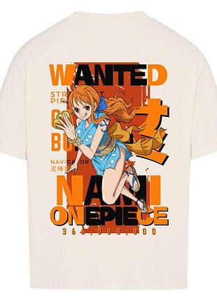 Футболка бежевая loys one piece x nami x wanted