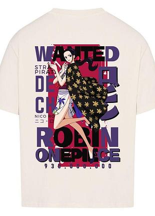 Футболка бежевая loys one piece x robin x wanted