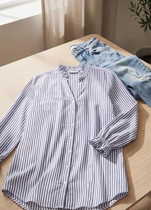 Женская рубашка h&amp;m в бело-голубую полоску ( 100% вискоза)