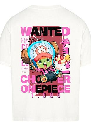Футболка біла loys one piece x chopper x wanted
