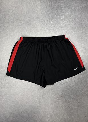 Nike running dri fit шорти спортивні для бігу чорні червоні бігові xl xxl