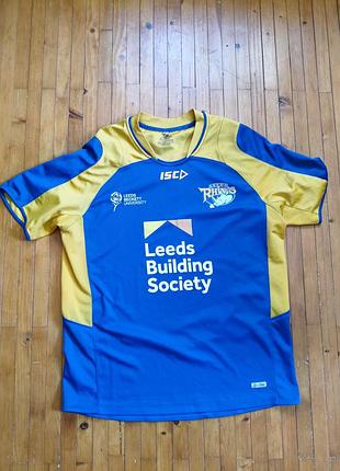 Футболка регби leeds rhinos, isc, оригинал. б/у, хорошее состояние, без дыроки пятен размер м