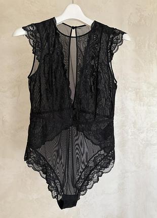 Жіноче боді, чорний колір, мереживний, h&m, розмір 38